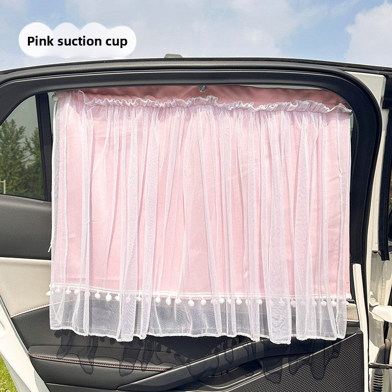 Lace Car Curtain Sunshade Baby Car Sun Protection Curtain Suction Cup Side Window Rear Sunshade Curtain