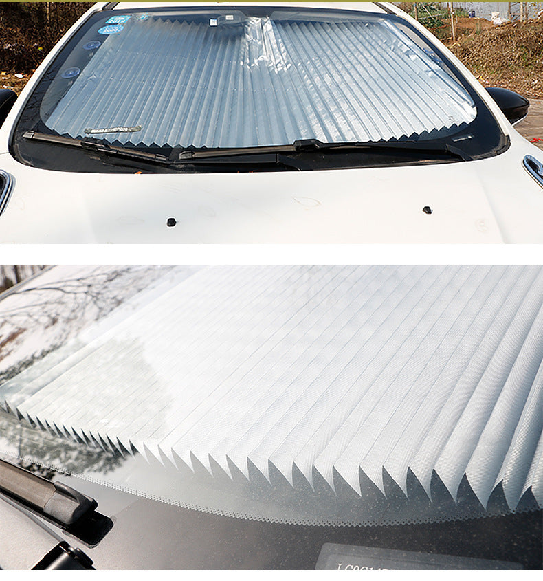 Car Sunshade Curtain Automatic Retractable Front Windshield Sunshade Light Blocking Curtain