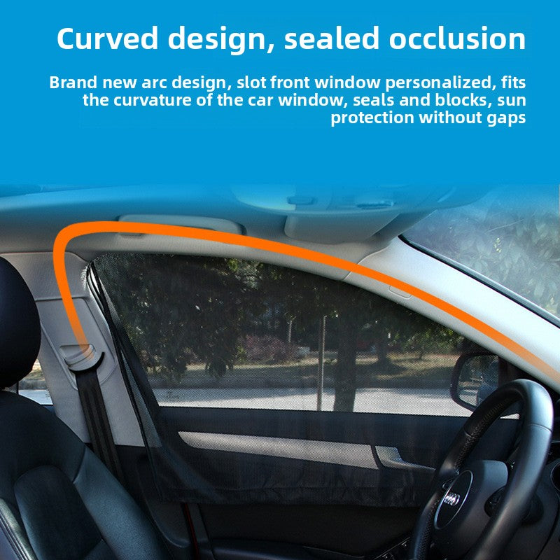Car Mesh Magnetic Sunshade Magnetic Retractable Car Sunshade Curtain