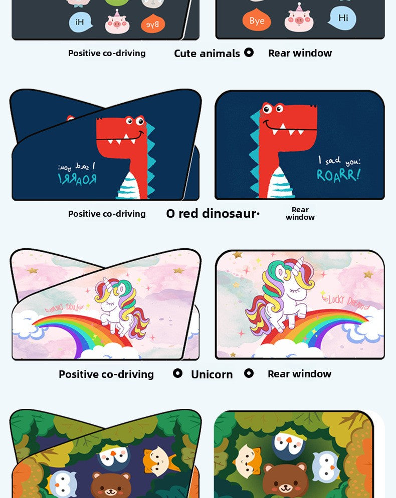 Car Cartoon Magnet Sunshade Creative Cute Car Interior Window Shade Sun Protection Heat Insulation Magnetic Retractable Side Window