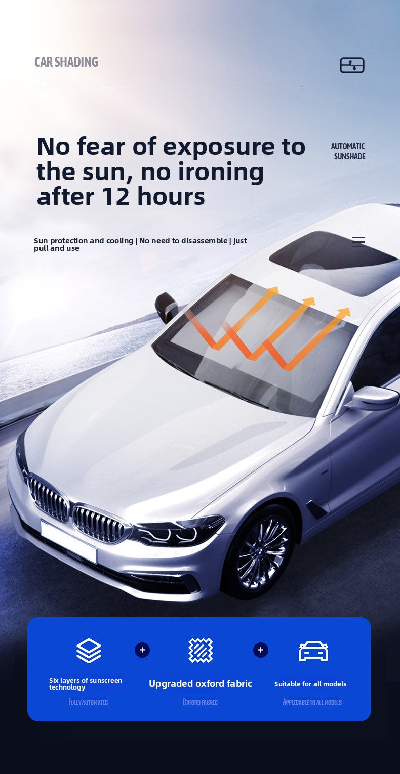 Car Sunshade Curtain Car-mounted Sun Protection Heat Insulation Sunshade Curtain Sunshade Board Retractable Front Sunshade Universal Type