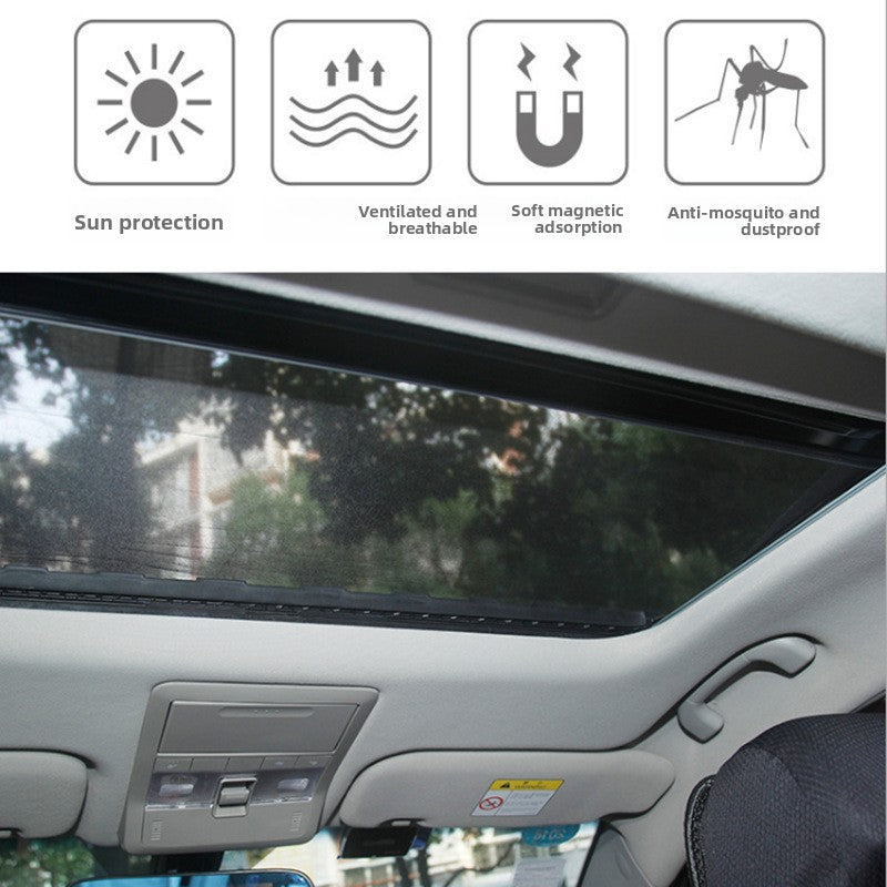 Car Sunroof Shade Curtain Mesh Window Car Mosquito Net Interior Heat Insulation Cloth Mosquito Cover Car Roof Sunshade