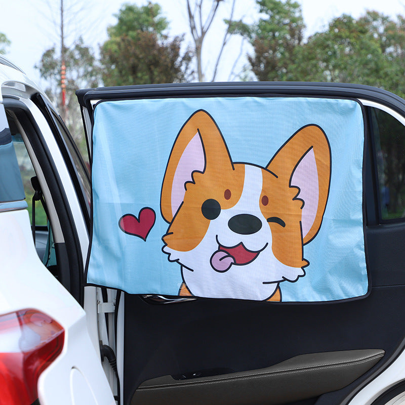 Car Cartoon Magnet Sunshade Creative Cute Car Interior Window Shade Sun Protection Heat Insulation Magnetic Retractable Side Window