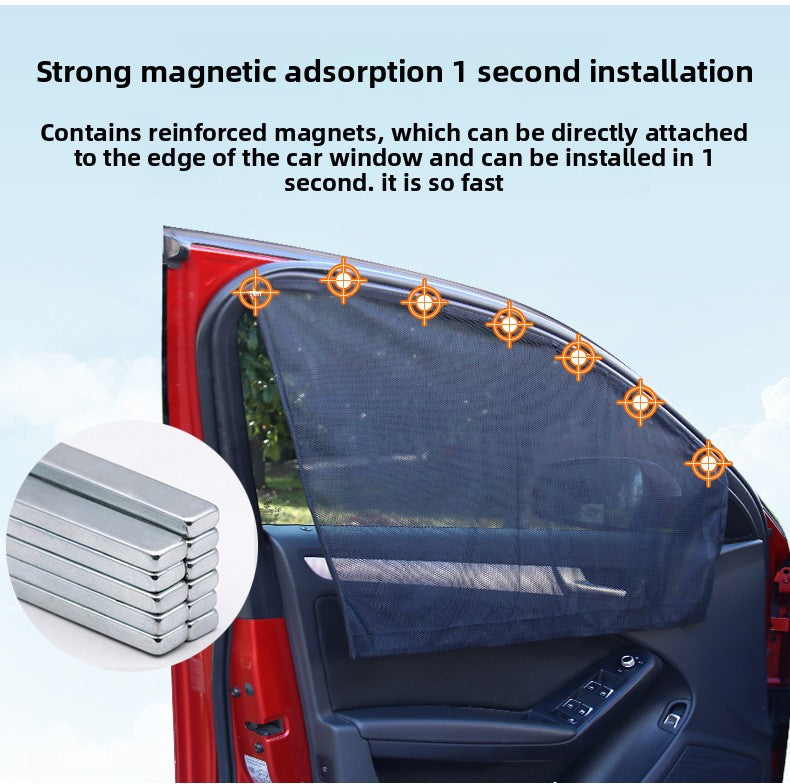 Car Mesh Magnetic Sunshade Magnetic Retractable Car Sunshade Curtain