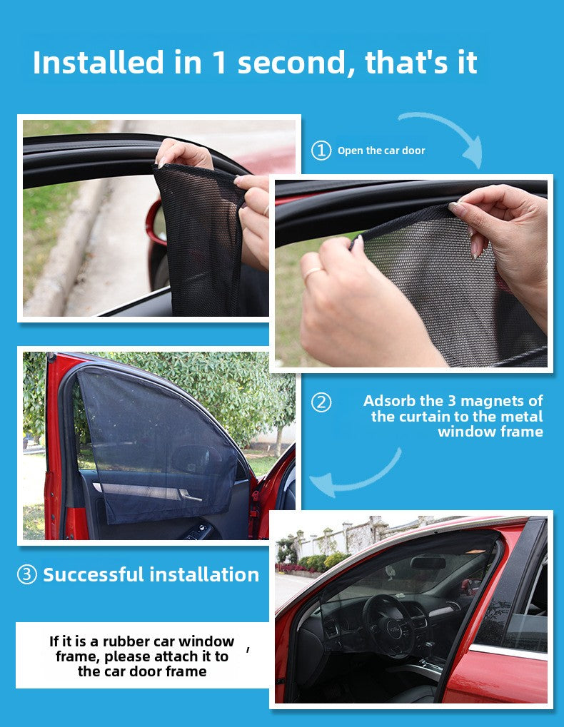 Car Mesh Magnetic Sunshade Magnetic Retractable Car Sunshade Curtain