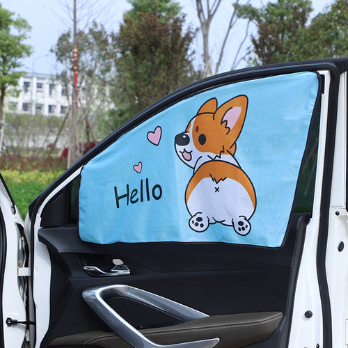 Car Cartoon Magnet Sunshade Creative Cute Car Interior Window Shade Sun Protection Heat Insulation Magnetic Retractable Side Window