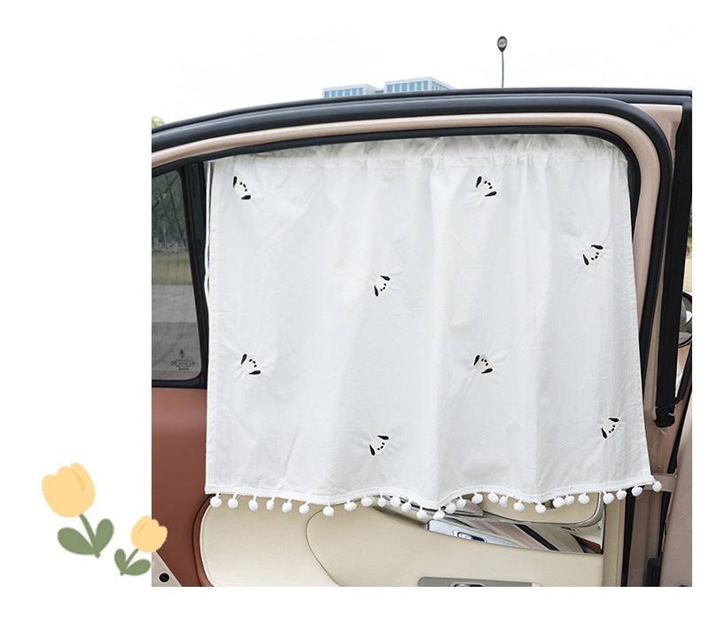 Summer Universal Car Window Curtain Sunshade Heat Insulation Car-mounted Sunshade Cute Cartoon Cotton Car Sunshade Side Curtain