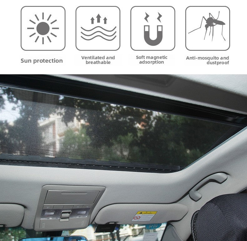 Car Sunroof Shade Curtain Mesh Window Car Mosquito Net Interior Heat Insulation Cloth Mosquito Cover Car Roof Sunshade