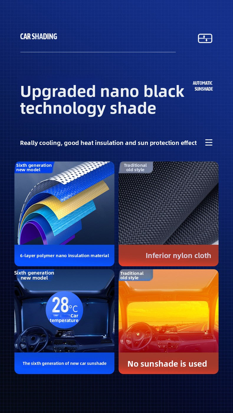 Car Sunshade Curtain Car-mounted Sun Protection Heat Insulation Sunshade Curtain Sunshade Board Retractable Front Sunshade Universal Type