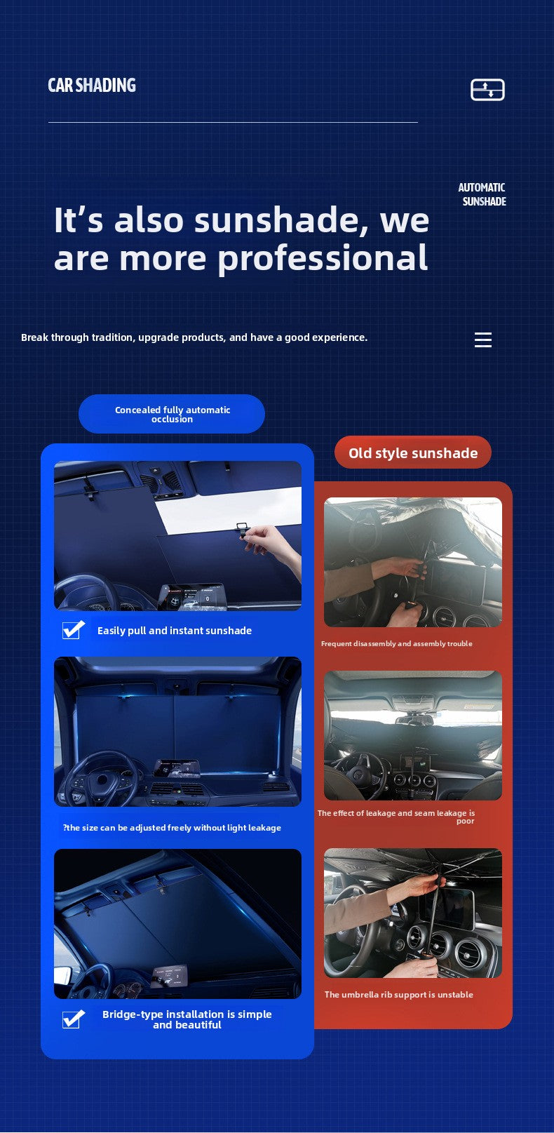 Car Sunshade Curtain Car-mounted Sun Protection Heat Insulation Sunshade Curtain Sunshade Board Retractable Front Sunshade Universal Type