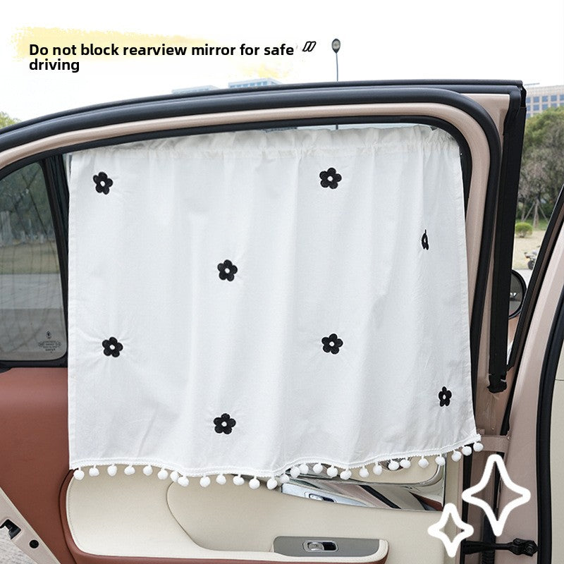 Summer Universal Car Window Curtain Sunshade Heat Insulation Car-mounted Sunshade Cute Cartoon Cotton Car Sunshade Side Curtain