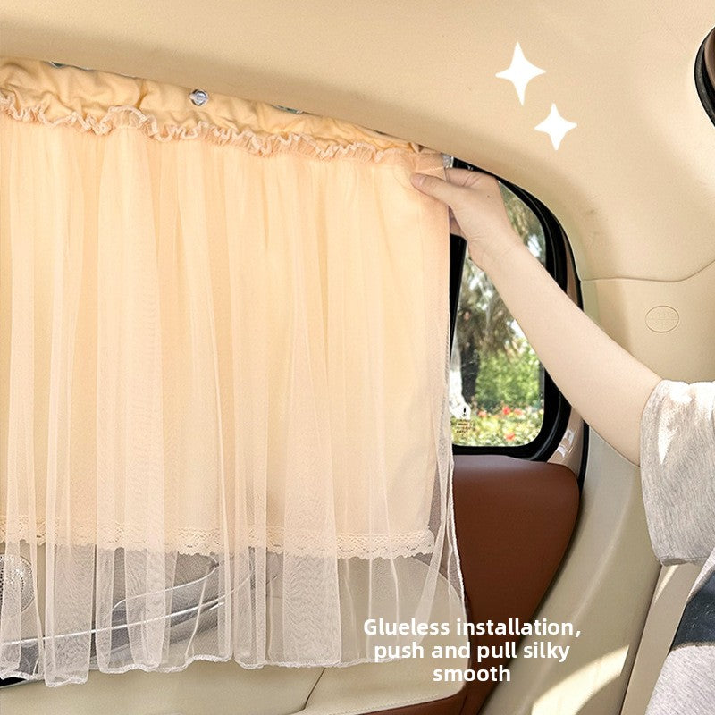 Lace Car Curtain Sunshade Baby Car Sun Protection Curtain Suction Cup Side Window Rear Sunshade Curtain