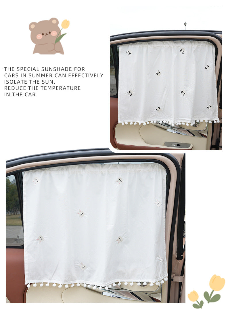 Summer Universal Car Window Curtain Sunshade Heat Insulation Car-mounted Sunshade Cute Cartoon Cotton Car Sunshade Side Curtain