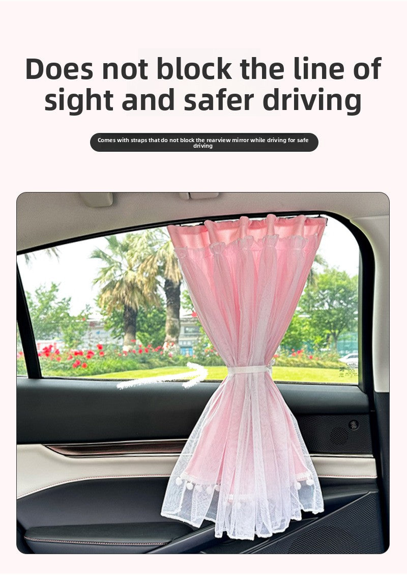 Lace Car Curtain Sunshade Baby Car Sun Protection Curtain Suction Cup Side Window Rear Sunshade Curtain