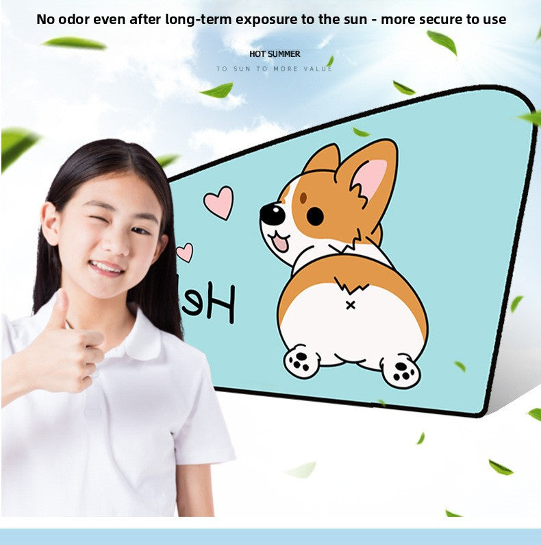 Car Cartoon Magnet Sunshade Creative Cute Car Interior Window Shade Sun Protection Heat Insulation Magnetic Retractable Side Window