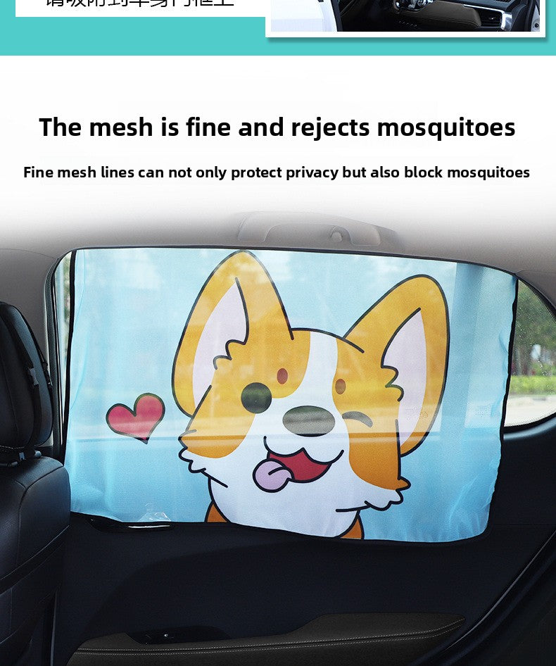 Car Cartoon Magnet Sunshade Creative Cute Car Interior Window Shade Sun Protection Heat Insulation Magnetic Retractable Side Window