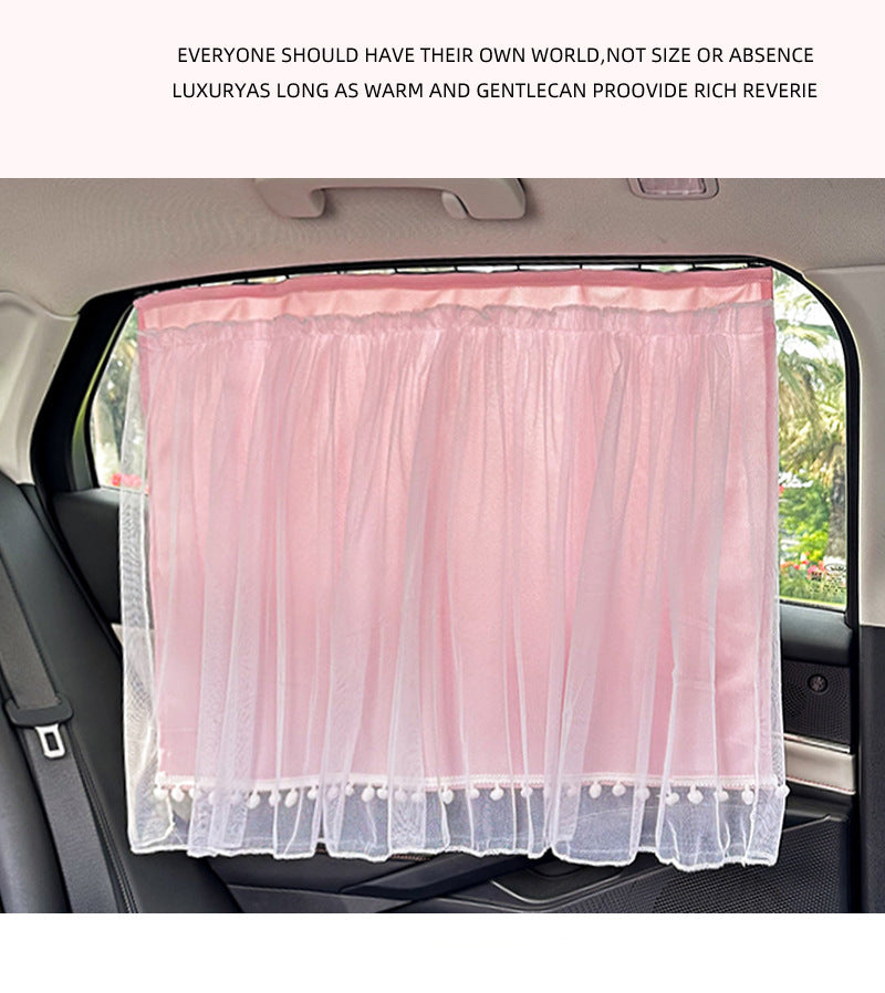 Lace Car Curtain Sunshade Baby Car Sun Protection Curtain Suction Cup Side Window Rear Sunshade Curtain