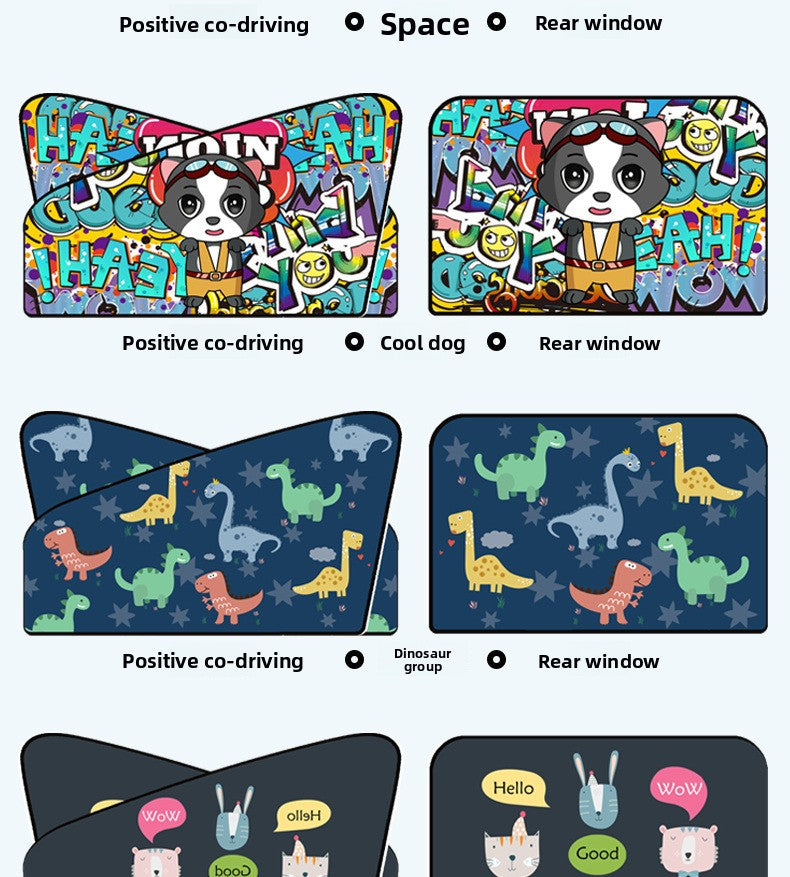 Car Cartoon Magnet Sunshade Creative Cute Car Interior Window Shade Sun Protection Heat Insulation Magnetic Retractable Side Window