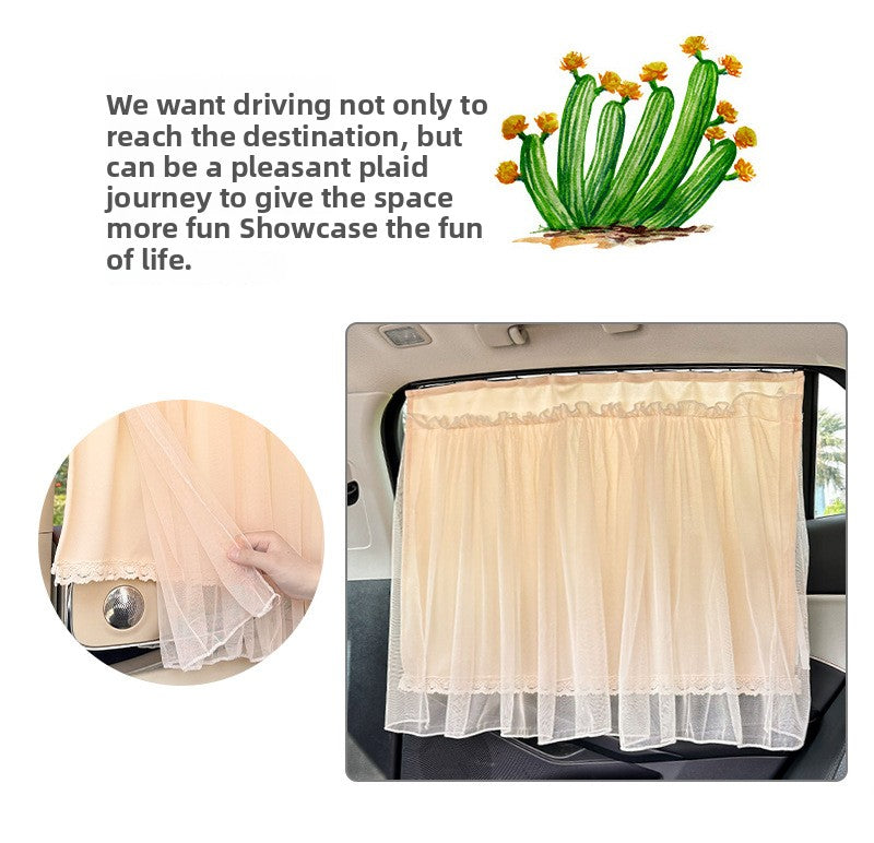 Lace Car Curtain Sunshade Baby Car Sun Protection Curtain Suction Cup Side Window Rear Sunshade Curtain