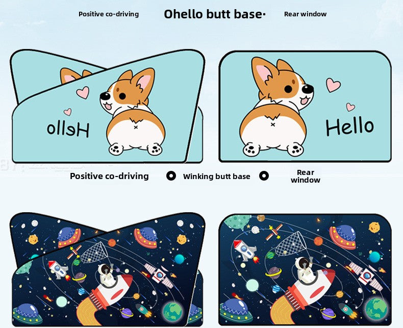 Car Cartoon Magnet Sunshade Creative Cute Car Interior Window Shade Sun Protection Heat Insulation Magnetic Retractable Side Window