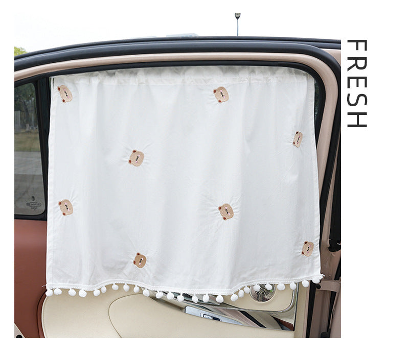 Summer Universal Car Window Curtain Sunshade Heat Insulation Car-mounted Sunshade Cute Cartoon Cotton Car Sunshade Side Curtain