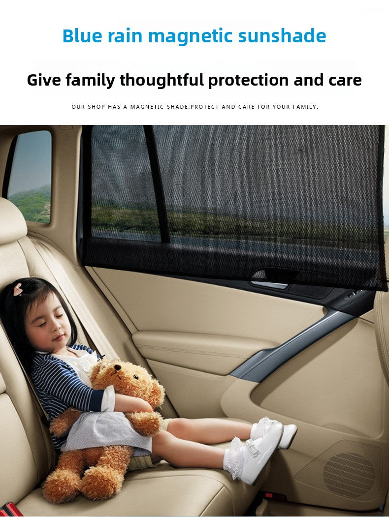 Car Mesh Magnetic Sunshade Magnetic Retractable Car Sunshade Curtain