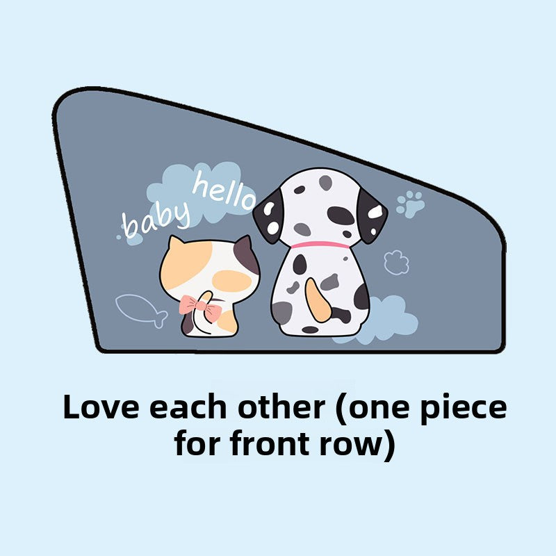 Car Cartoon Magnet Sunshade Creative Cute Car Interior Window Shade Sun Protection Heat Insulation Magnetic Retractable Side Window