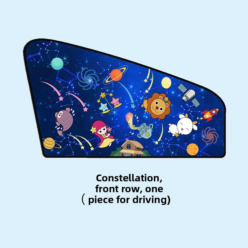 Car Cartoon Magnet Sunshade Creative Cute Car Interior Window Shade Sun Protection Heat Insulation Magnetic Retractable Side Window