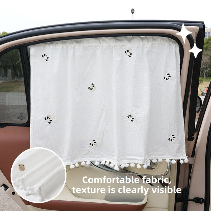 Summer Universal Car Window Curtain Sunshade Heat Insulation Car-mounted Sunshade Cute Cartoon Cotton Car Sunshade Side Curtain