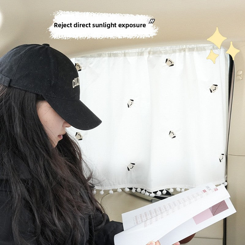 Summer Universal Car Window Curtain Sunshade Heat Insulation Car-mounted Sunshade Cute Cartoon Cotton Car Sunshade Side Curtain
