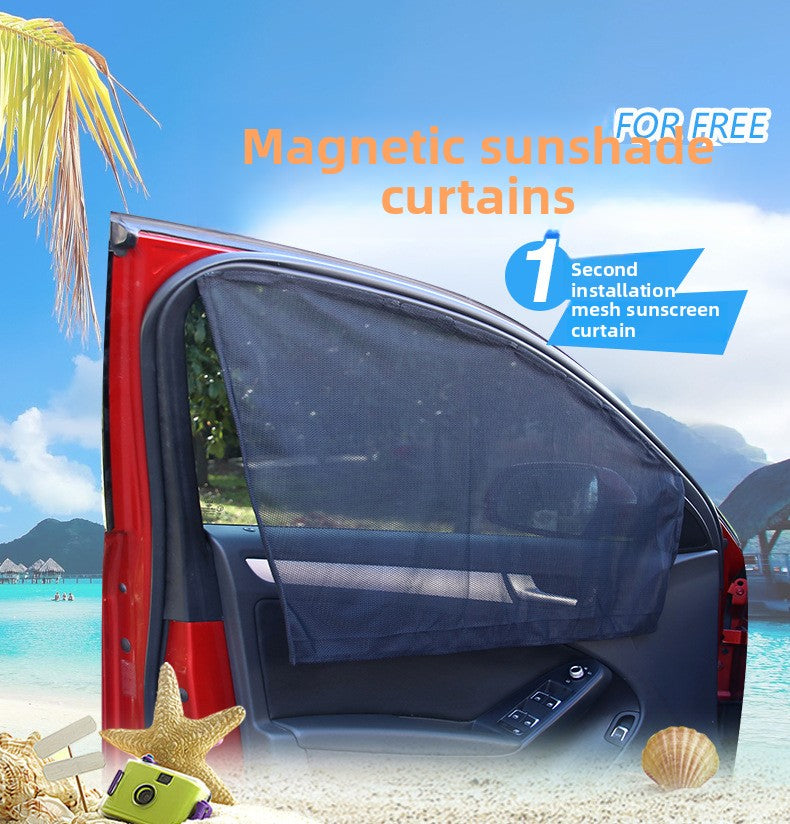 Car Mesh Magnetic Sunshade Magnetic Retractable Car Sunshade Curtain