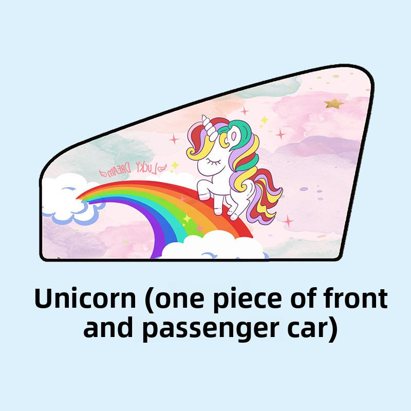 Car Cartoon Magnet Sunshade Creative Cute Car Interior Window Shade Sun Protection Heat Insulation Magnetic Retractable Side Window