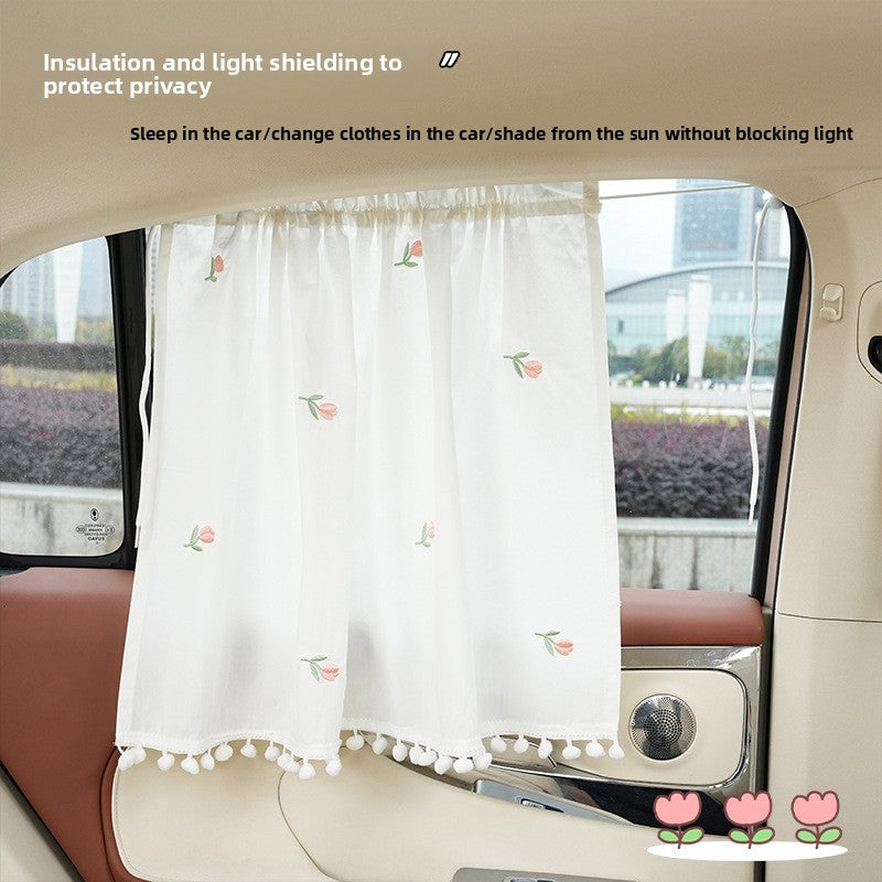 Summer Universal Car Window Curtain Sunshade Heat Insulation Car-mounted Sunshade Cute Cartoon Cotton Car Sunshade Side Curtain