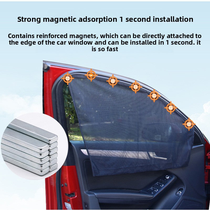 Car Mesh Magnetic Sunshade Magnetic Retractable Car Sunshade Curtain