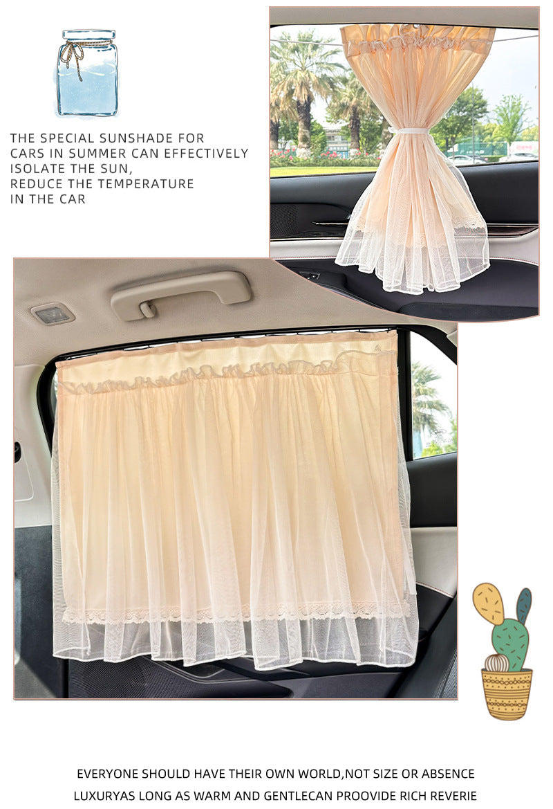 Lace Car Curtain Sunshade Baby Car Sun Protection Curtain Suction Cup Side Window Rear Sunshade Curtain