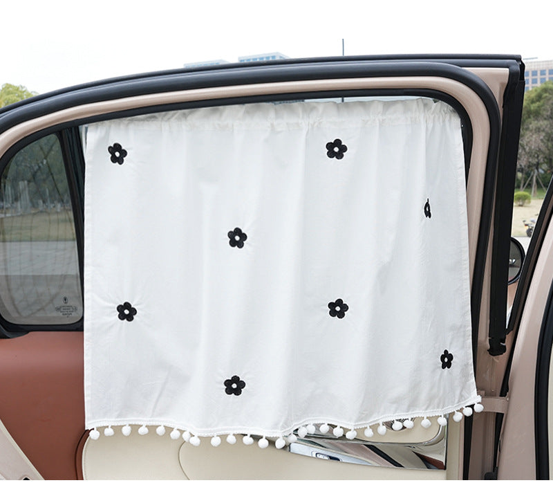 Summer Universal Car Window Curtain Sunshade Heat Insulation Car-mounted Sunshade Cute Cartoon Cotton Car Sunshade Side Curtain