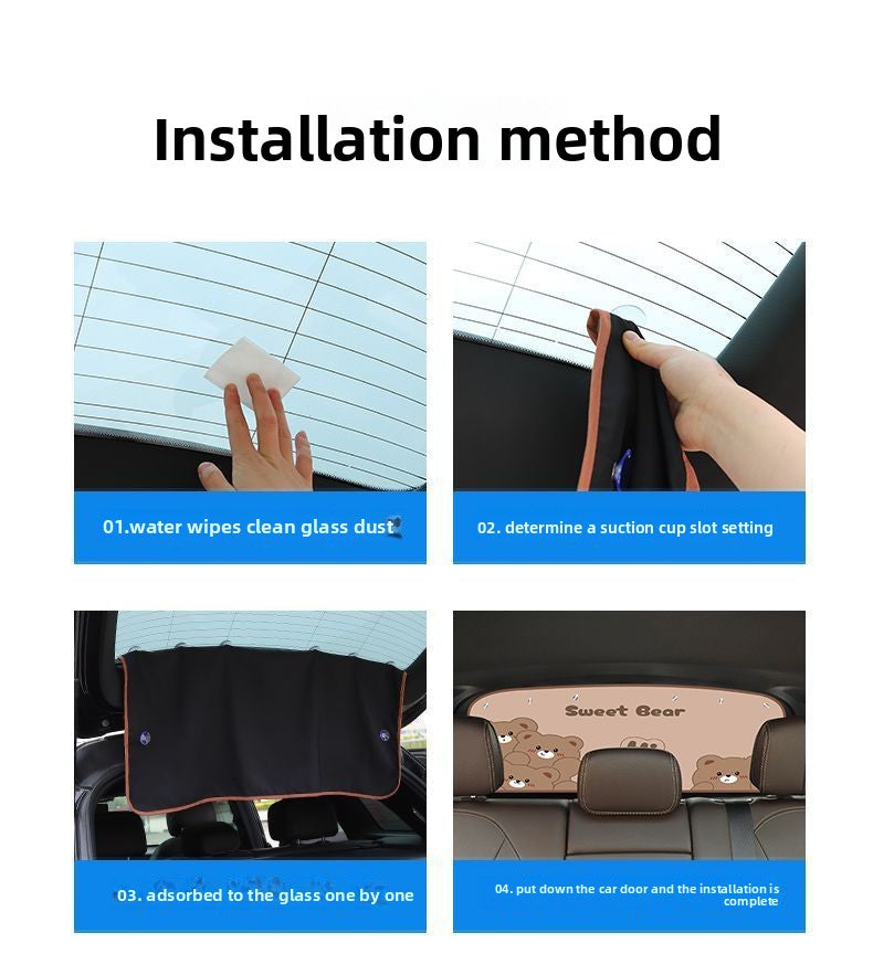 Car Sunshade Curtain Rear Windshield Sun Protection Heat Insulation Sunshade Car Rear Window Curtain Car-mounted Light-blocking Curtain Panel