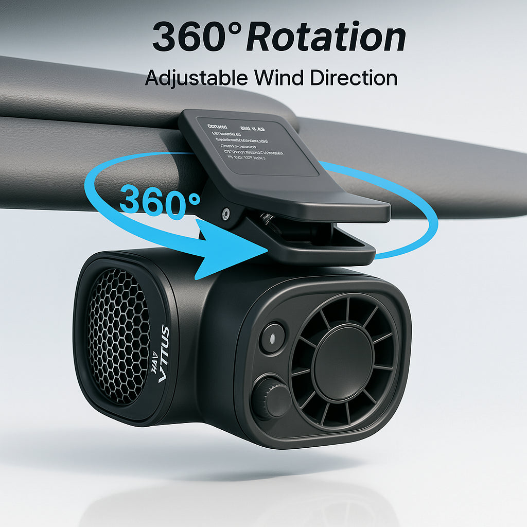 COOLCAR Car Clip On Fan with LED Display