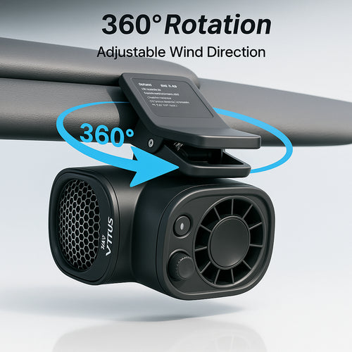 COOLCAR Car Clip On Fan with LED Display