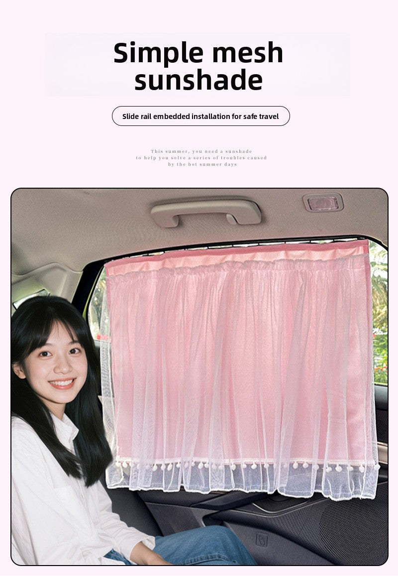 Lace Car Curtain Sunshade Baby Car Sun Protection Curtain Suction Cup Side Window Rear Sunshade Curtain