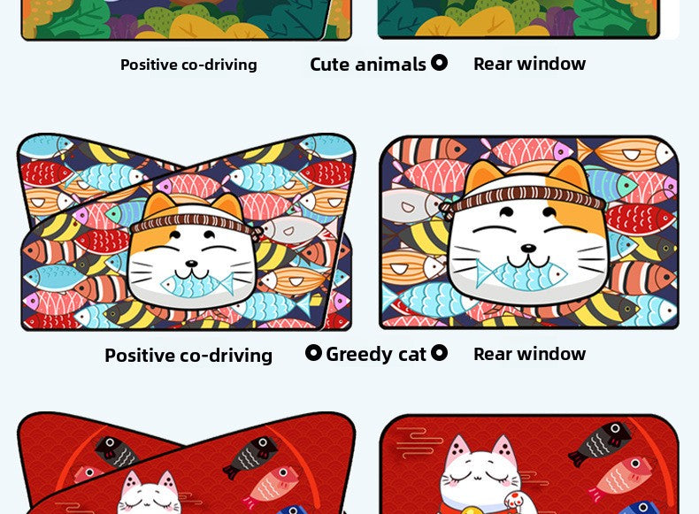 Car Cartoon Magnet Sunshade Creative Cute Car Interior Window Shade Sun Protection Heat Insulation Magnetic Retractable Side Window