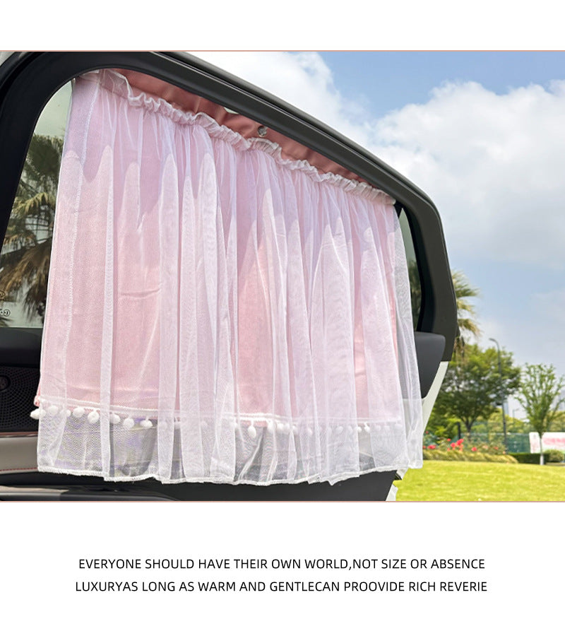 Lace Car Curtain Sunshade Baby Car Sun Protection Curtain Suction Cup Side Window Rear Sunshade Curtain