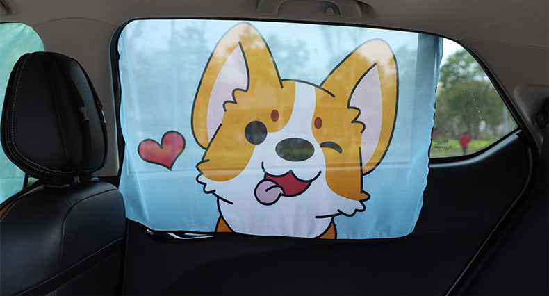 Car Cartoon Magnet Sunshade Creative Cute Car Interior Window Shade Sun Protection Heat Insulation Magnetic Retractable Side Window
