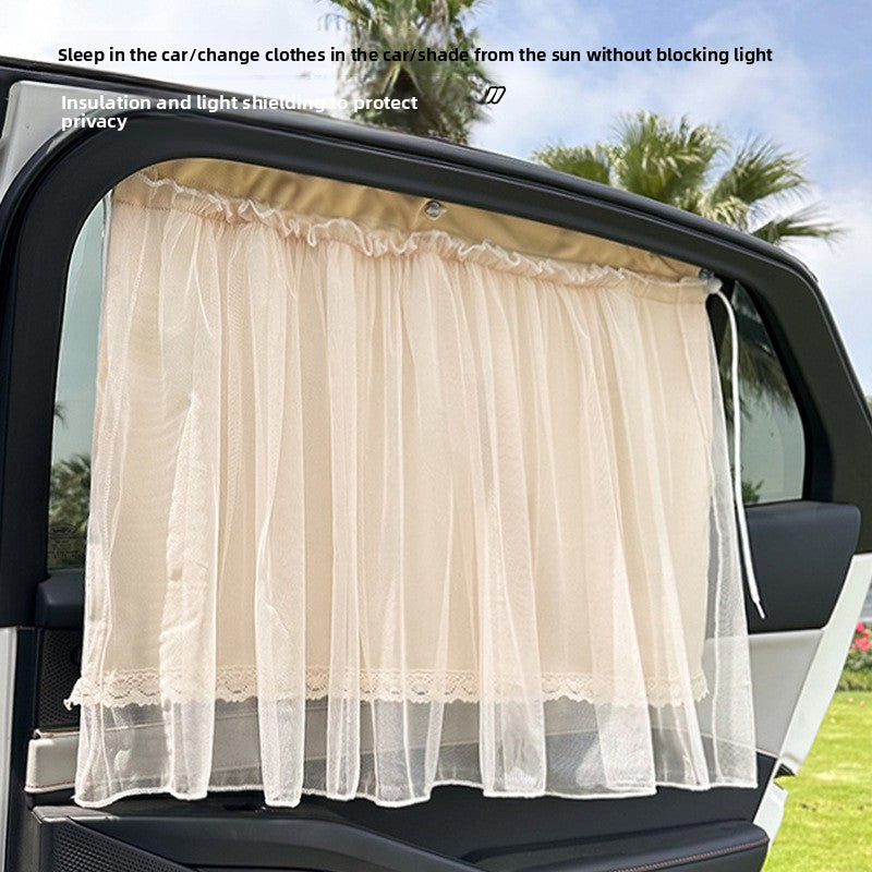 Lace Car Curtain Sunshade Baby Car Sun Protection Curtain Suction Cup Side Window Rear Sunshade Curtain