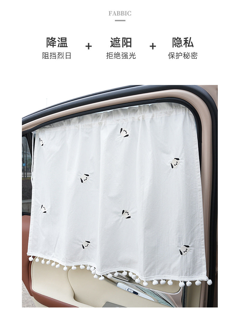 Summer Universal Car Window Curtain Sunshade Heat Insulation Car-mounted Sunshade Cute Cartoon Cotton Car Sunshade Side Curtain