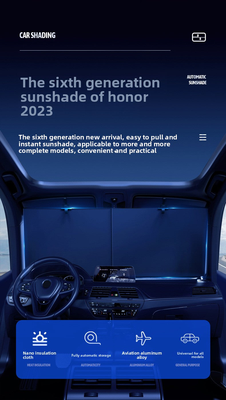 Car Sunshade Curtain Car-mounted Sun Protection Heat Insulation Sunshade Curtain Sunshade Board Retractable Front Sunshade Universal Type