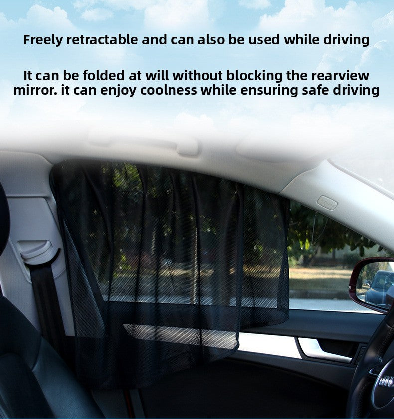 Car Mesh Magnetic Sunshade Magnetic Retractable Car Sunshade Curtain