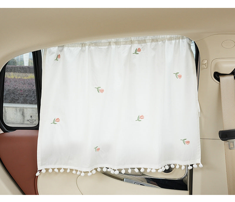 Summer Universal Car Window Curtain Sunshade Heat Insulation Car-mounted Sunshade Cute Cartoon Cotton Car Sunshade Side Curtain