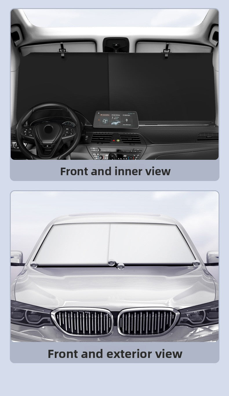 Car Sunshade Curtain Car-mounted Sun Protection Heat Insulation Sunshade Curtain Sunshade Board Retractable Front Sunshade Universal Type