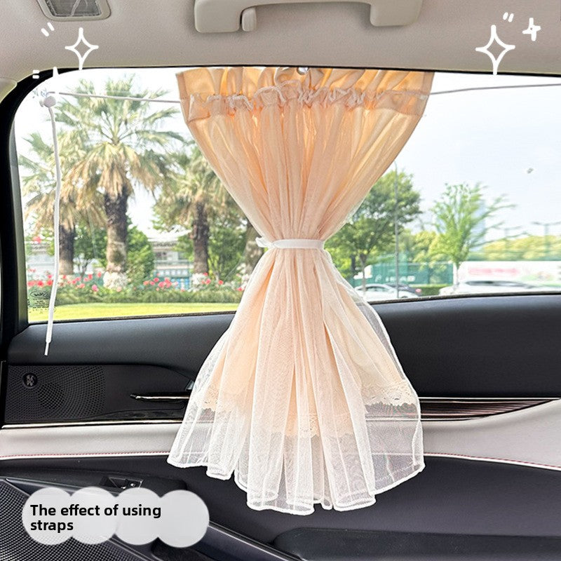 Lace Car Curtain Sunshade Baby Car Sun Protection Curtain Suction Cup Side Window Rear Sunshade Curtain